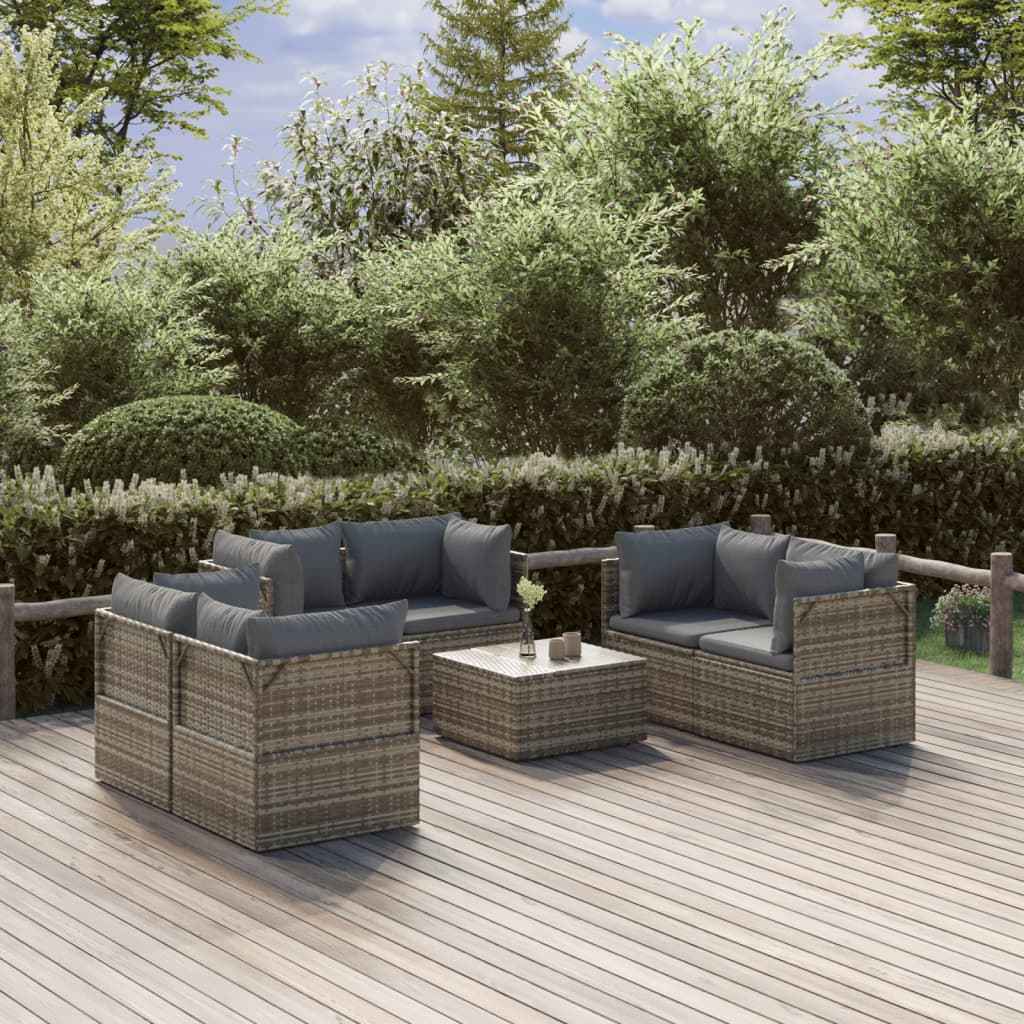 vidaXL Tuinhoekbanken 6 st 57x57x56 cm poly rattan grijs