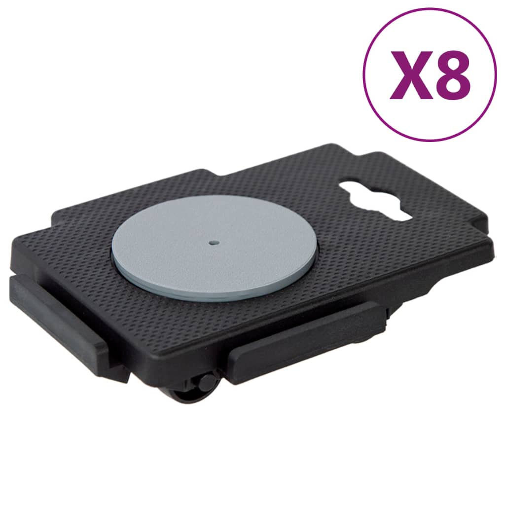 vidaXL Verhuishondjes met 8 wielen 4 st 150 kg polypropeen zwart