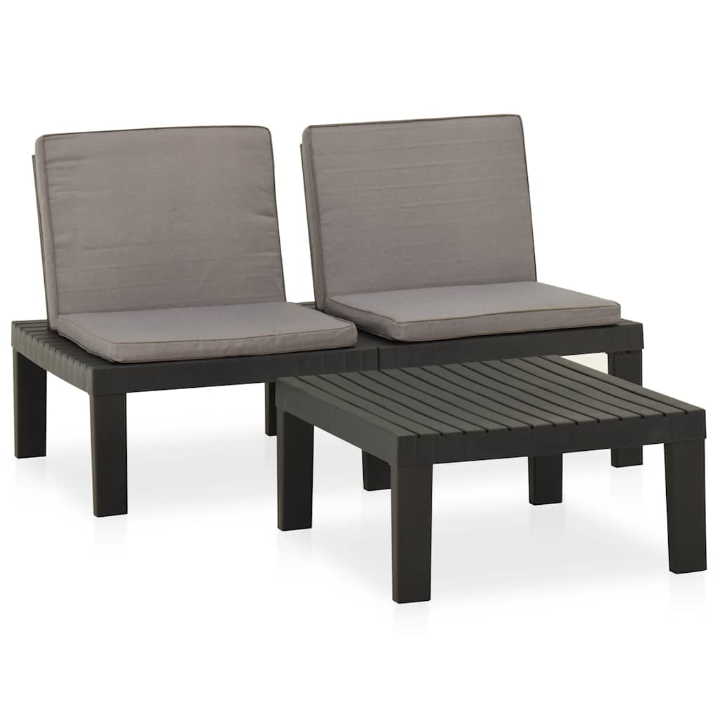 vidaXL 6-delige Loungeset met kussens kunststof grijs
