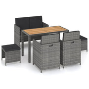 vidaXL 6-delige Tuinset poly rattan en acaciahout grijs
