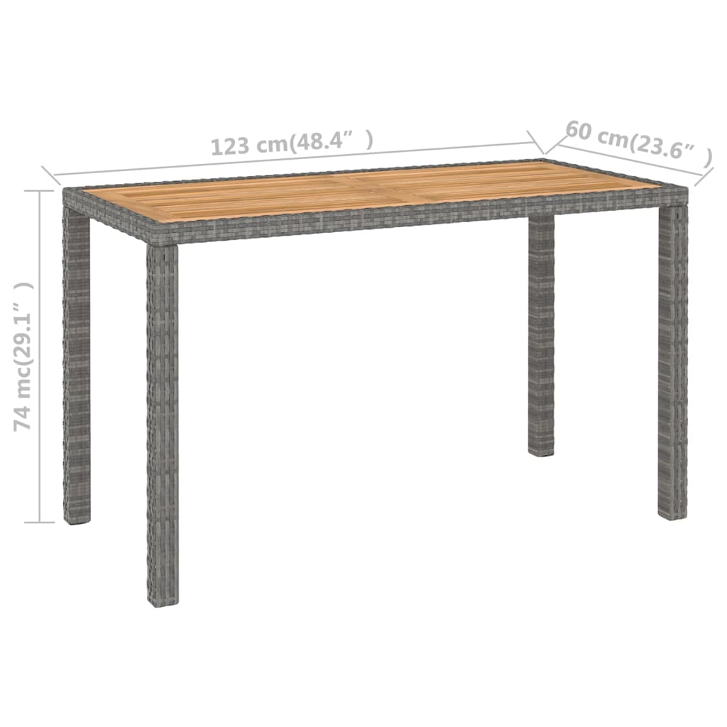 vidaXL 6-delige Tuinset poly rattan en acaciahout grijs