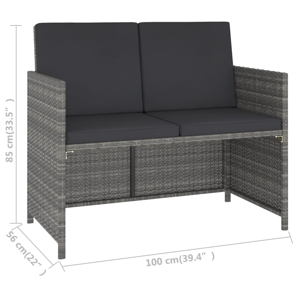 vidaXL 6-delige Tuinset poly rattan en acaciahout grijs
