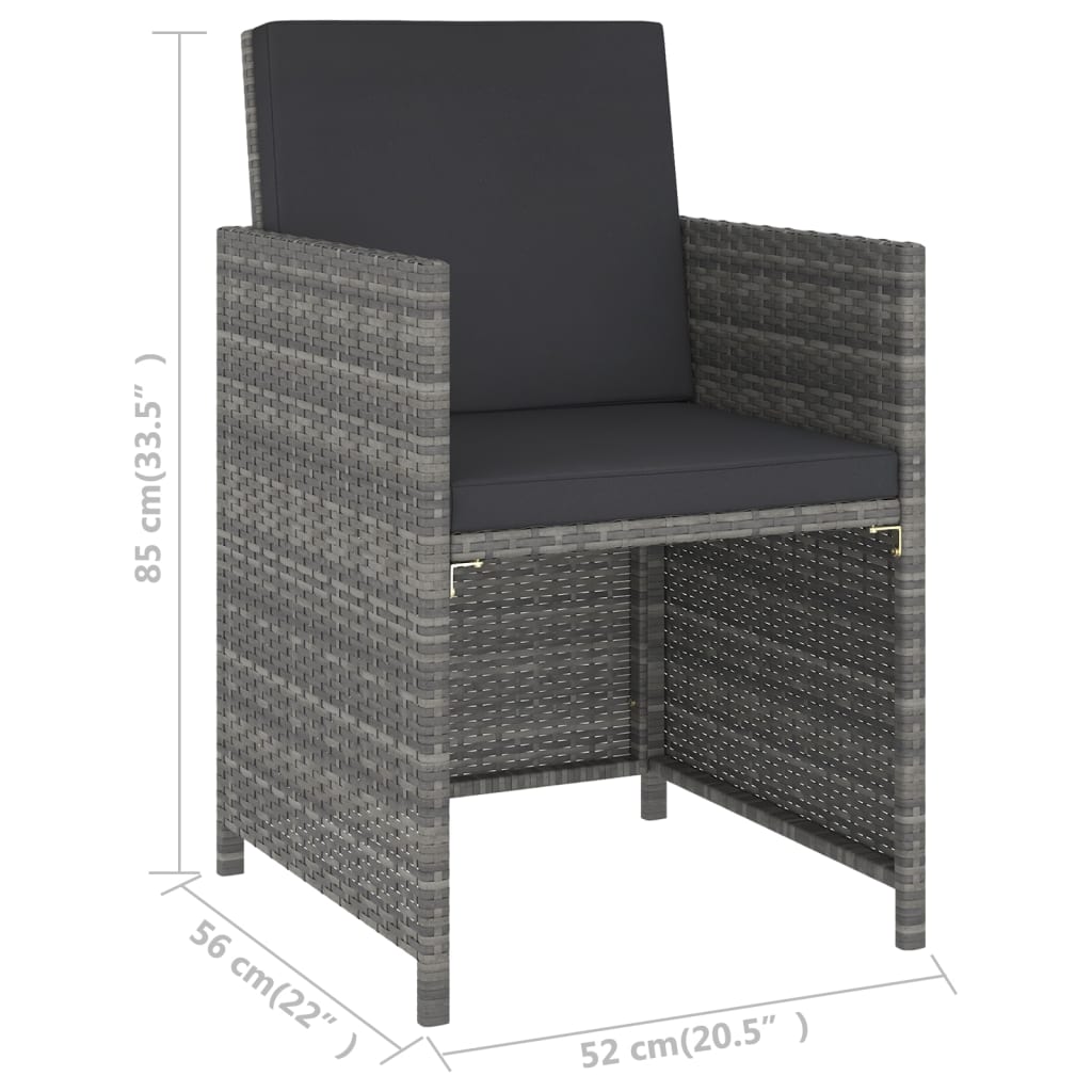 vidaXL 6-delige Tuinset poly rattan en acaciahout grijs
