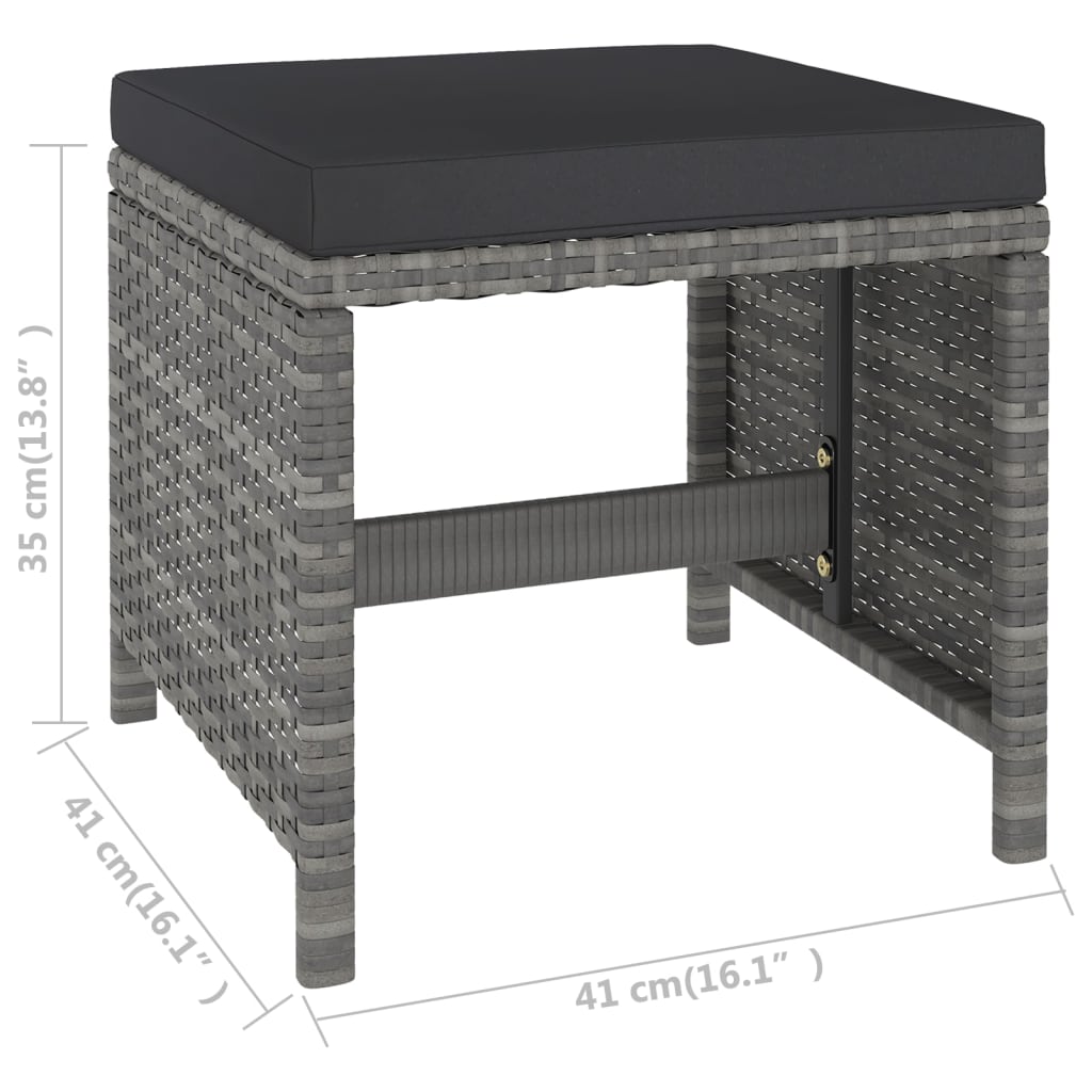 vidaXL 6-delige Tuinset poly rattan en acaciahout grijs