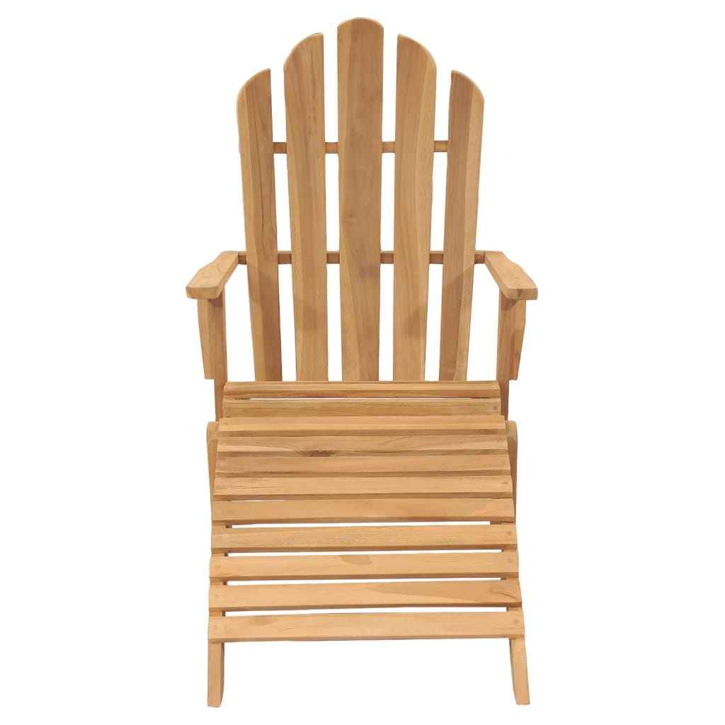 vidaXL Stoel Adirondack met voetensteun massief teakhout