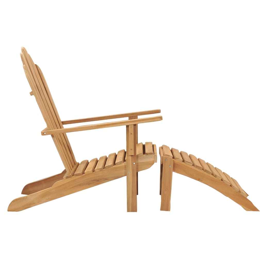 vidaXL Stoel Adirondack met voetensteun massief teakhout