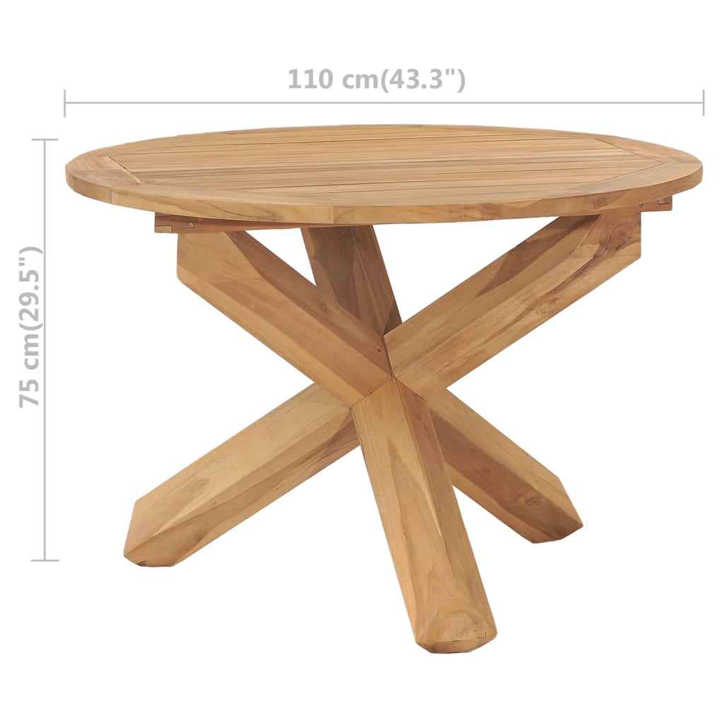 vidaXL Tuintafel Ø90x75 cm massief teakhout