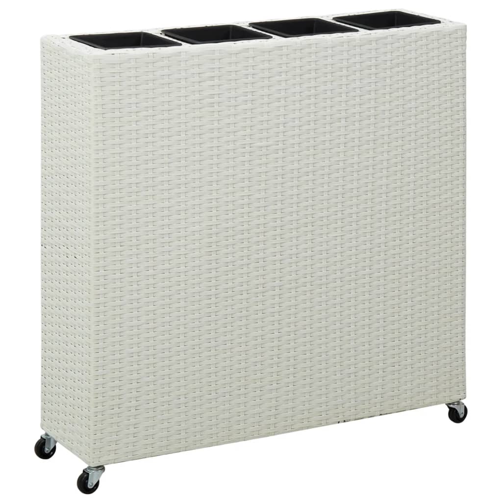vidaXL Plantenbak verhoogd met 4 potten 80x22x79 cm poly rattan wit