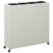 vidaXL Plantenbak verhoogd met 4 potten 80x22x79 cm poly rattan wit