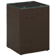 vidaXL Bijzettafel met glazen blad 35x35x52 cm poly rattan bruin
