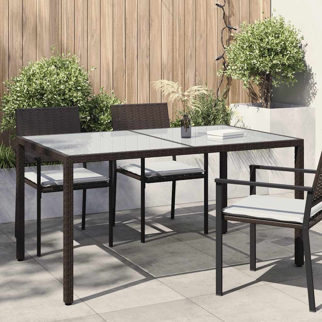 vidaXL Tuintafel 90x90x75 cm gehard glas en poly rattan grijs