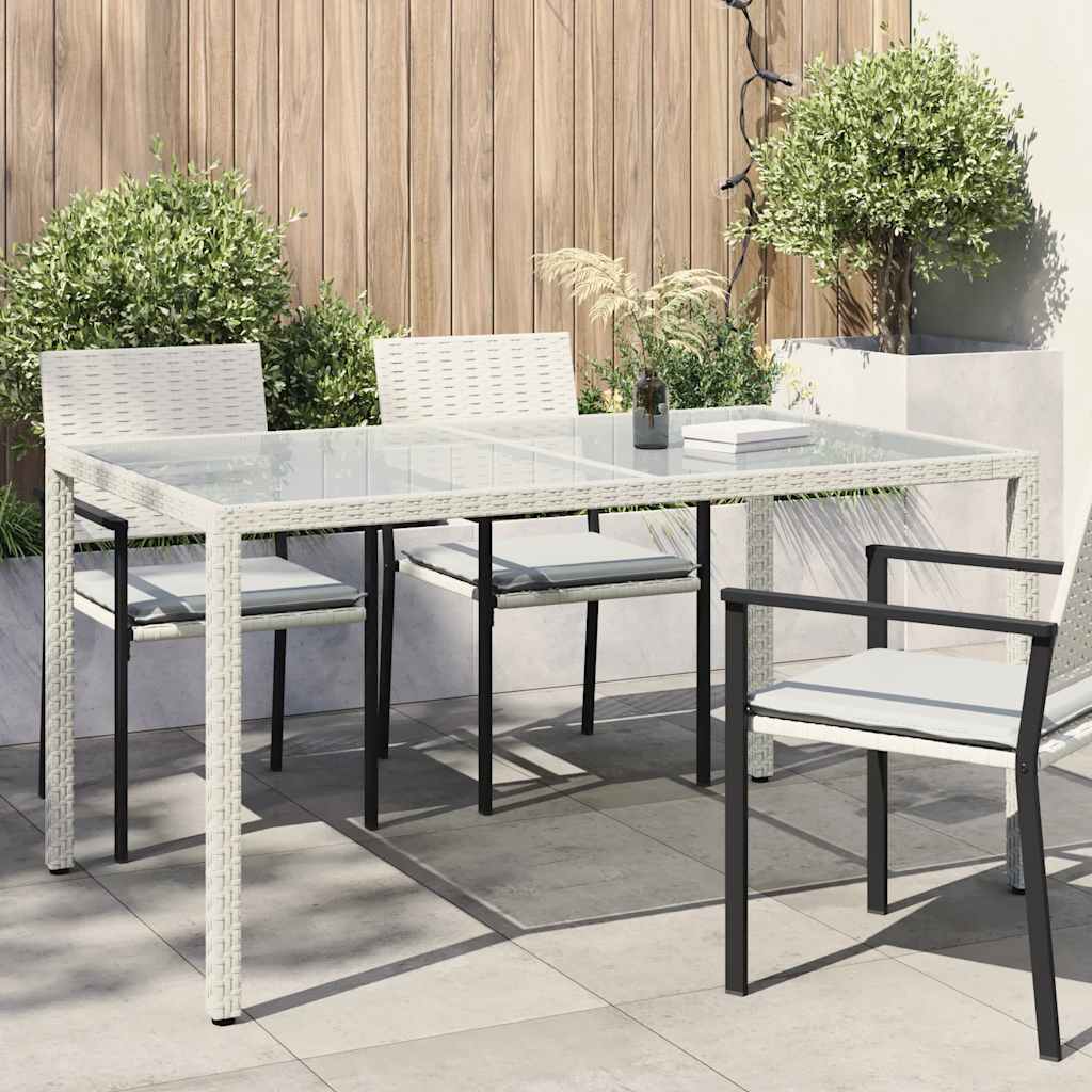 vidaXL Tuintafel 90x90x75 cm gehard glas en poly rattan grijs