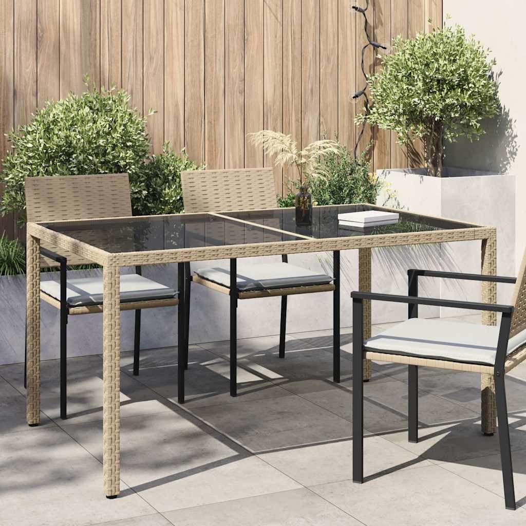 vidaXL Tuintafel 90x90x75 cm gehard glas en poly rattan grijs