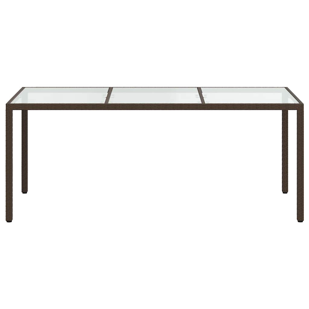 vidaXL Tuintafel 190x90x75 cm gehard glas en poly rattan bruin