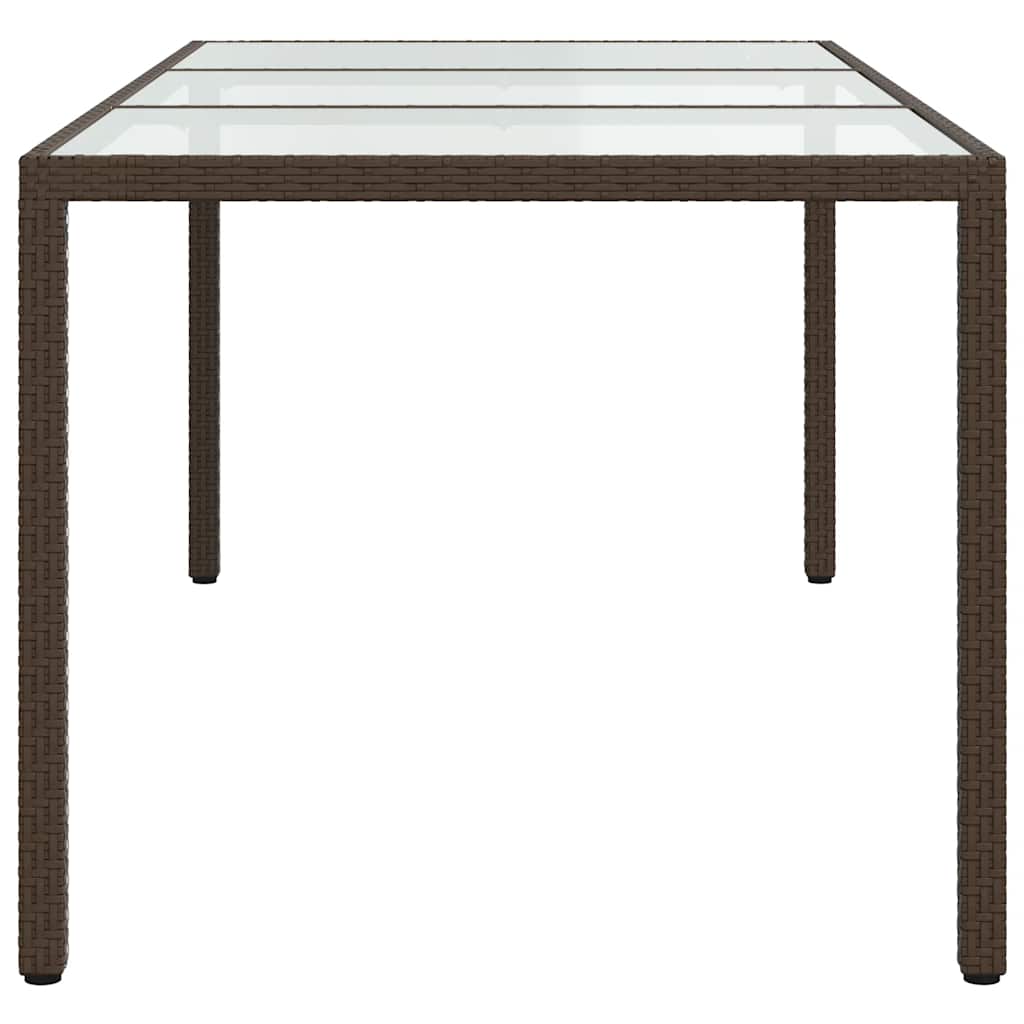 vidaXL Tuintafel 190x90x75 cm gehard glas en poly rattan bruin