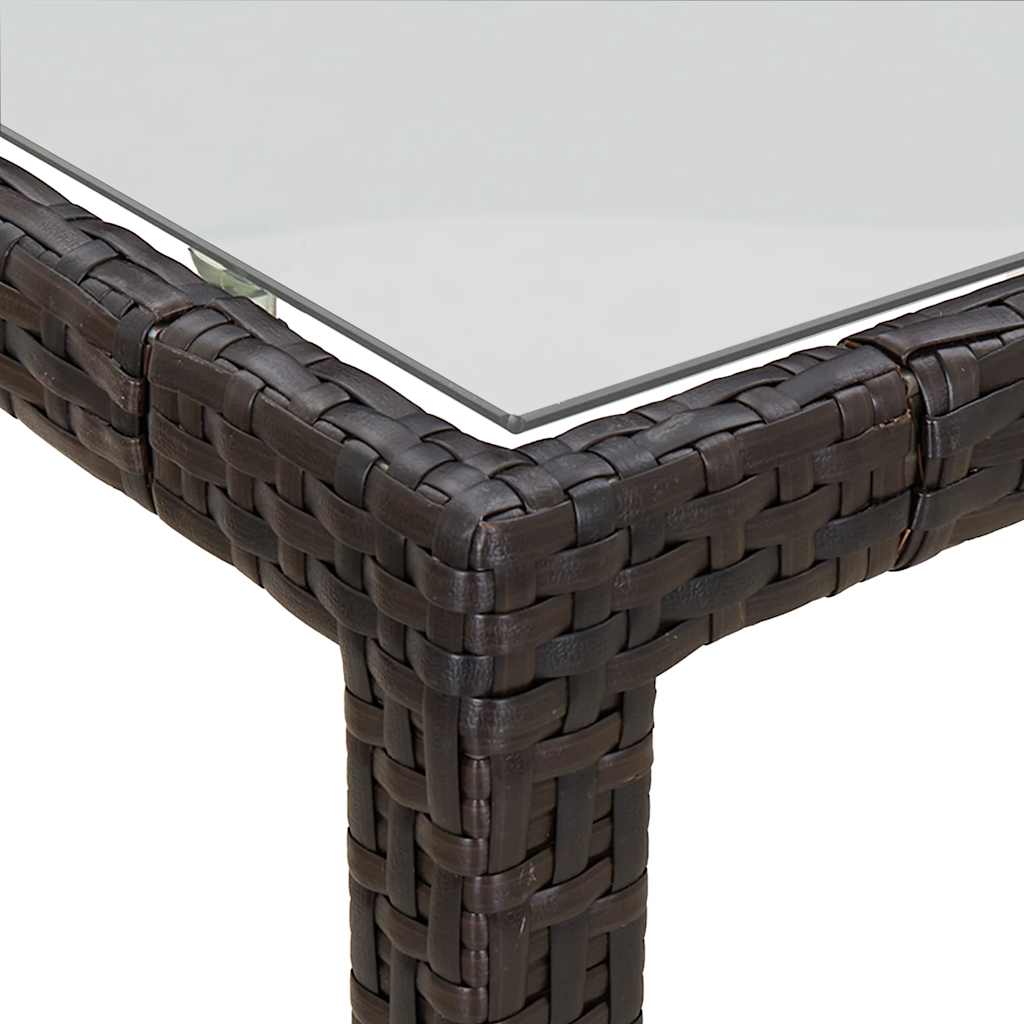vidaXL Tuintafel 190x90x75 cm gehard glas en poly rattan bruin