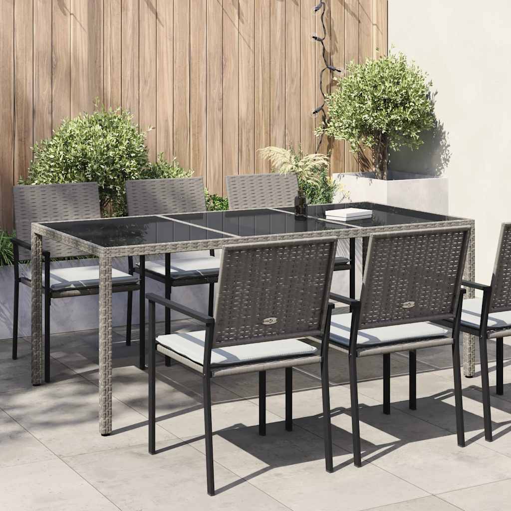 vidaXL Tuintafel 190x90x75 cm gehard glas en poly rattan bruin