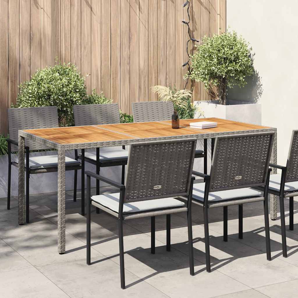 vidaXL Tuintafel 190x90x75 cm poly rattan en acaciahout zwart