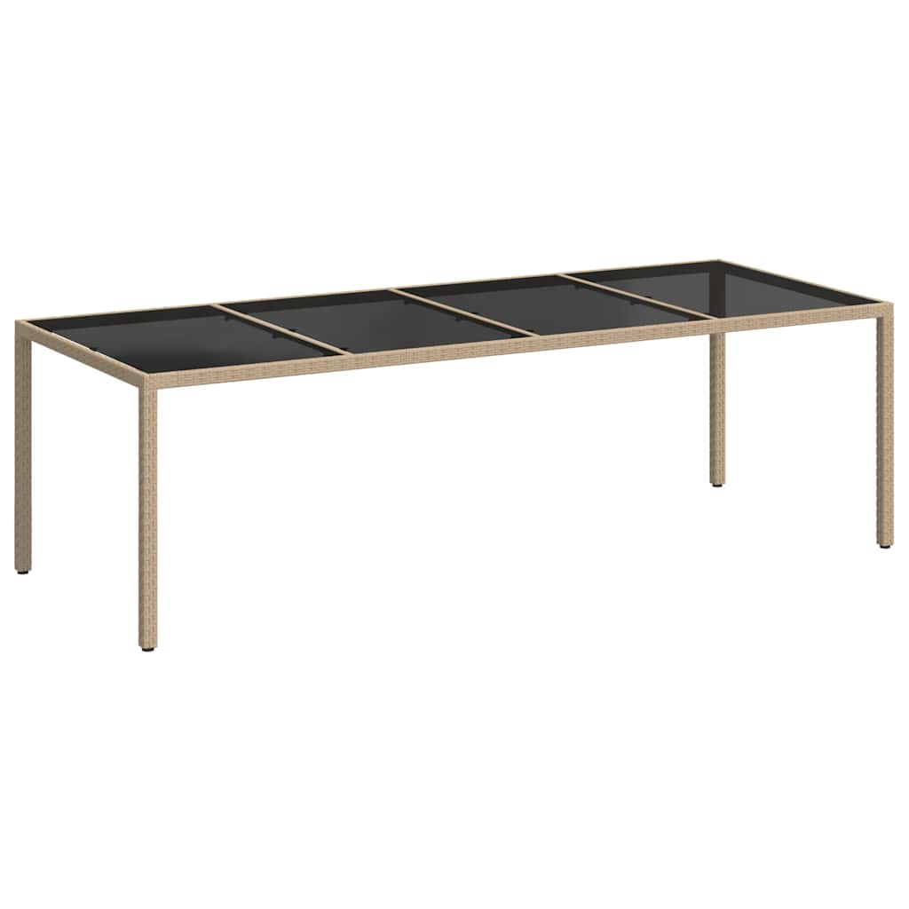 vidaXL Tuintafel 250x100x75 cm gehard glas en poly rattan grijs