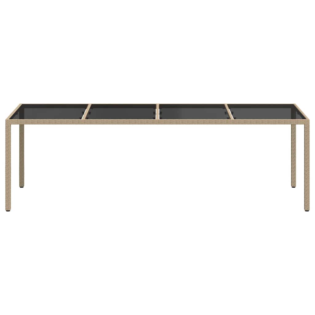 vidaXL Tuintafel 250x100x75 cm gehard glas en poly rattan grijs