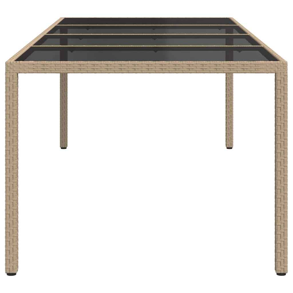 vidaXL Tuintafel 250x100x75 cm gehard glas en poly rattan grijs