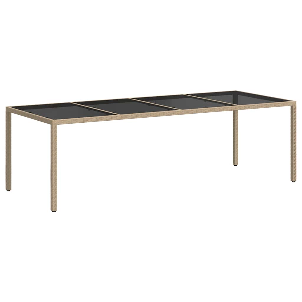 vidaXL Tuintafel 250x100x75 cm gehard glas en poly rattan grijs