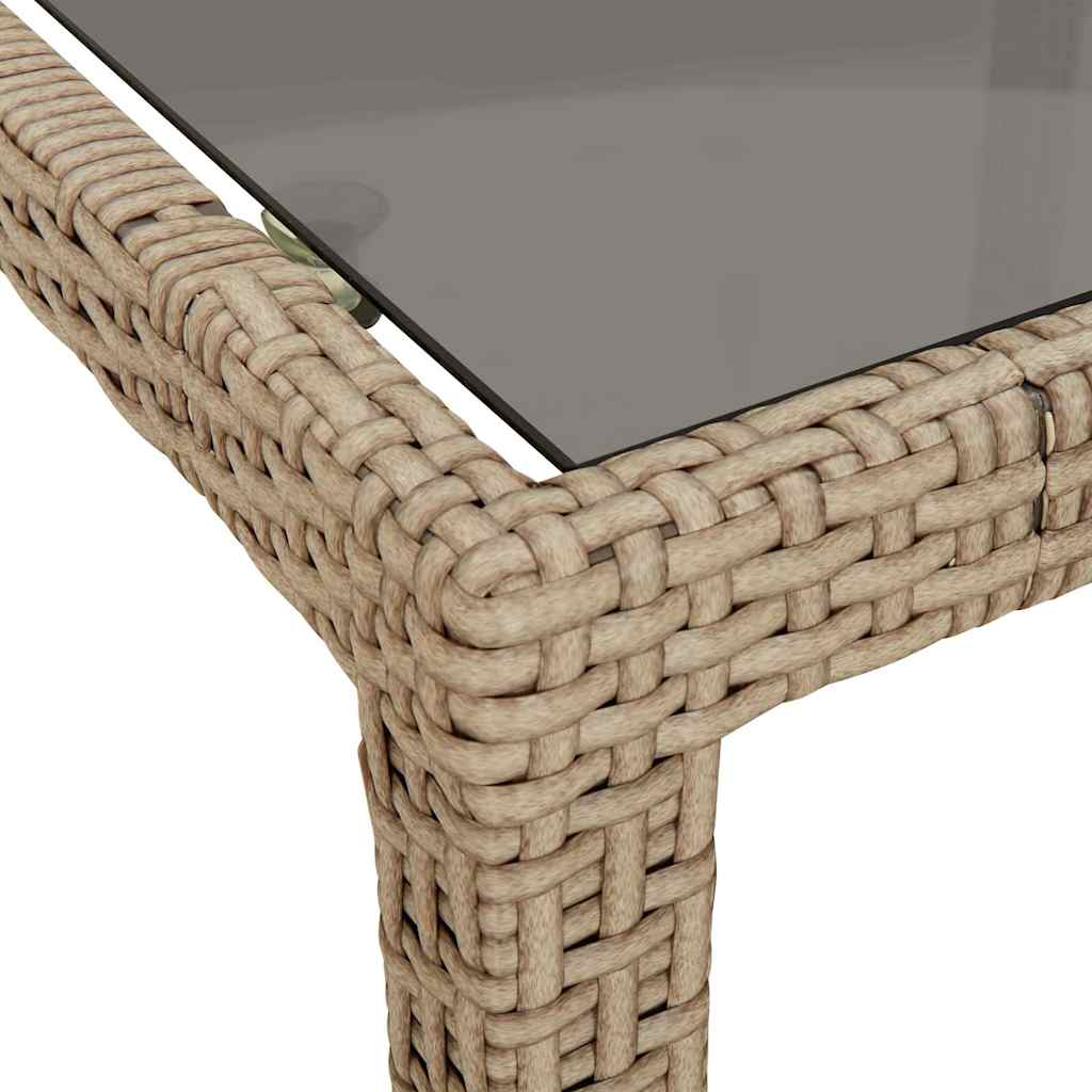 vidaXL Tuintafel 250x100x75 cm gehard glas en poly rattan grijs