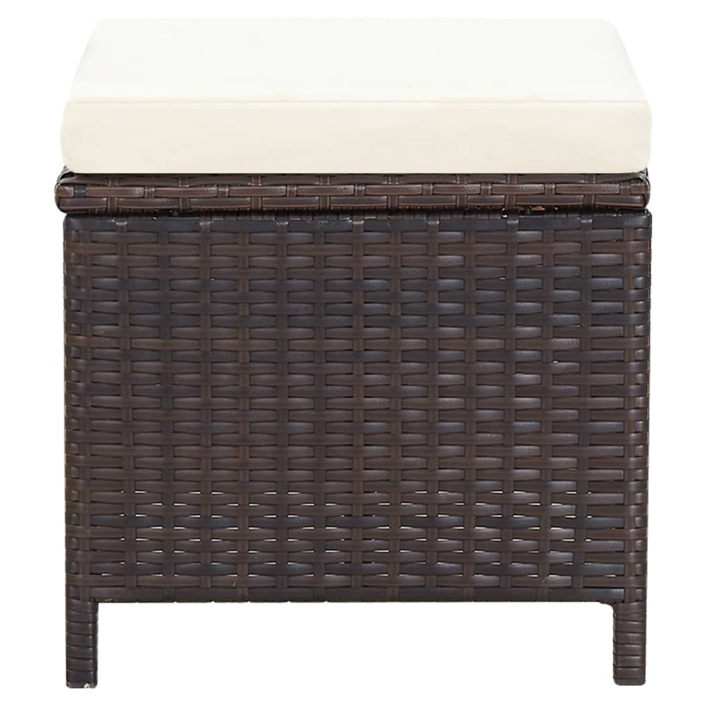 vidaXL 4-delige Tuinstoelen- en voetenbankenset poly rattan bruin - Aashly