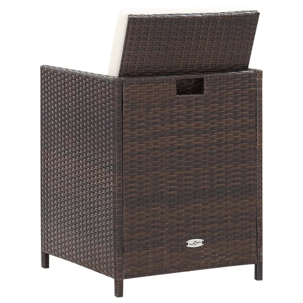 vidaXL 4-delige Tuinstoelen- en voetenbankenset poly rattan bruin - Aashly