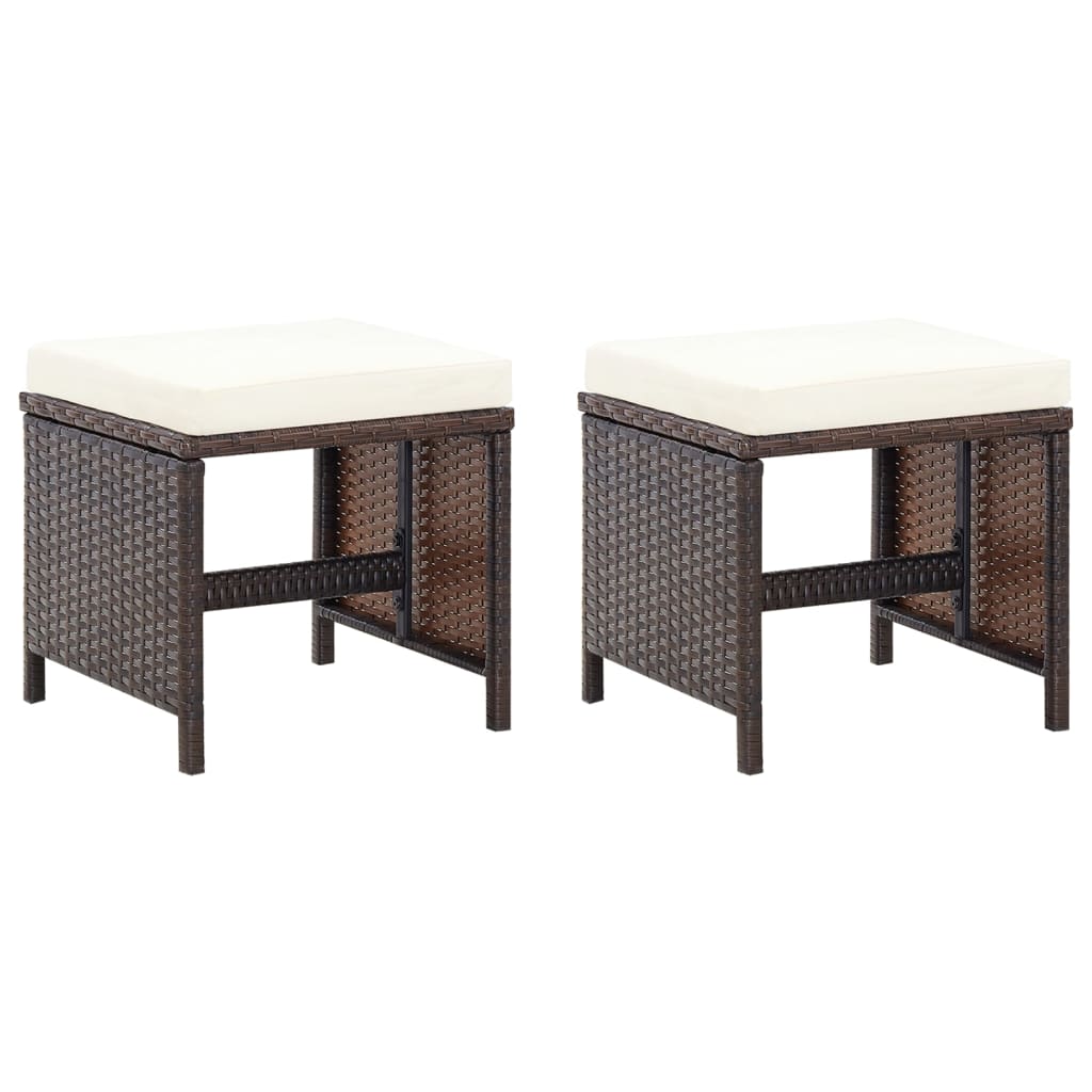 vidaXL 4-delige Tuinstoelen- en voetenbankenset poly rattan bruin - Aashly