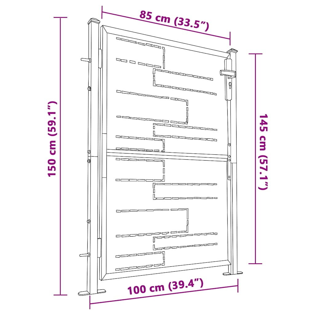 vidaXL Tuinpoort 100x70 cm roestvrij staal