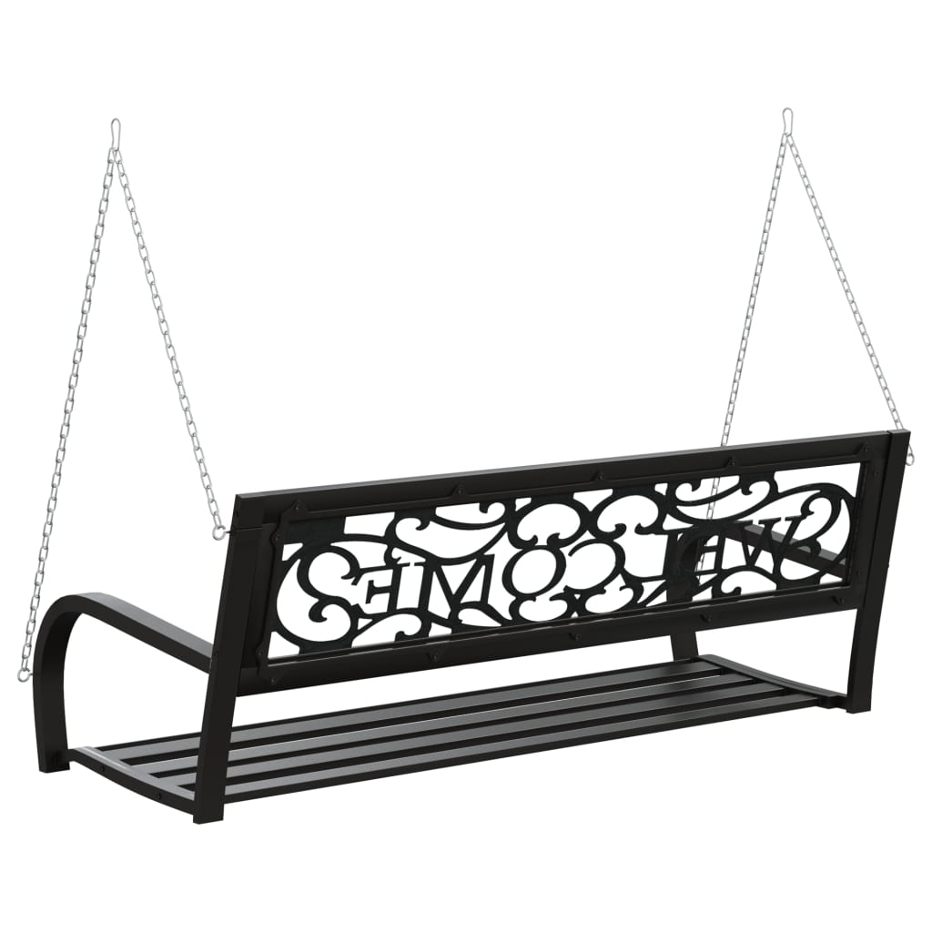 vidaXL Schommelbank 125 cm staal en kunststof zwart