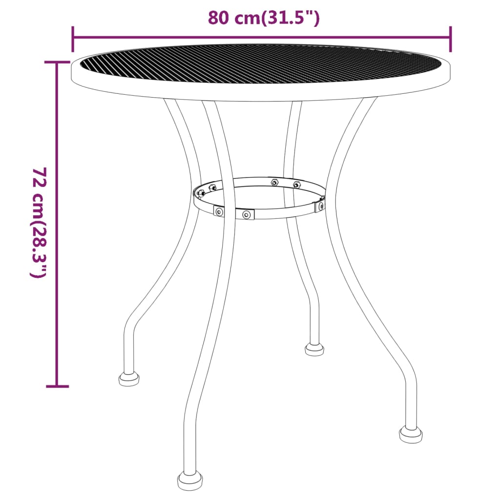 vidaXL Tuintafel Ø60x72 cm metaalgaas antracietkleurig