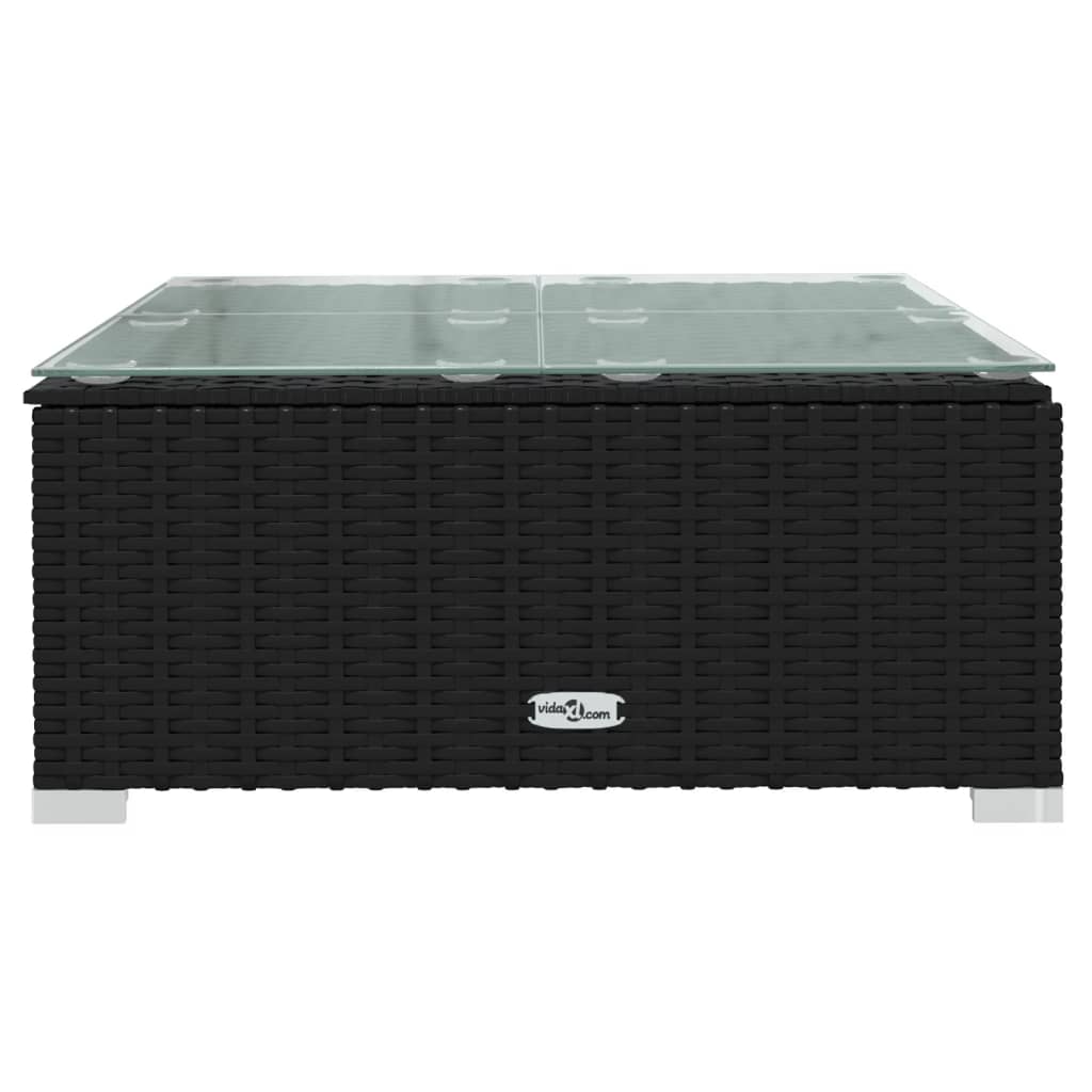 vidaXL Tuintafel 60x60x30 cm poly rattan en glas zwart