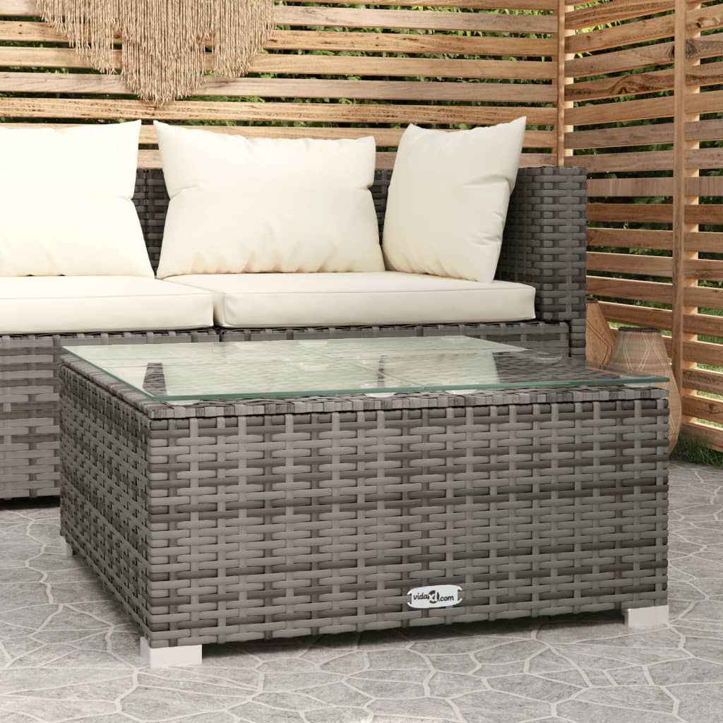 vidaXL Tuintafel 60x60x30 cm poly rattan en glas zwart