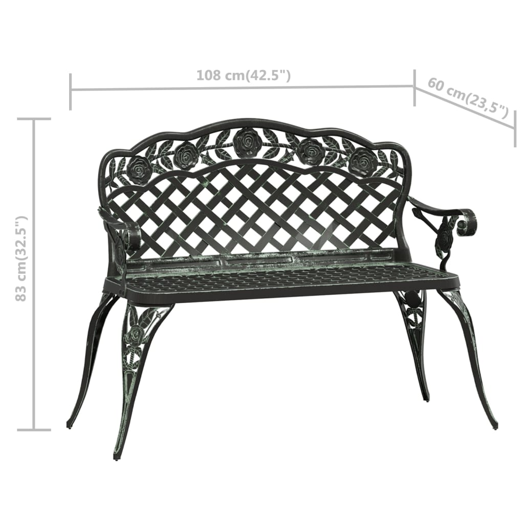 vidaXL Tuinbank 108 cm gietaluminium groen