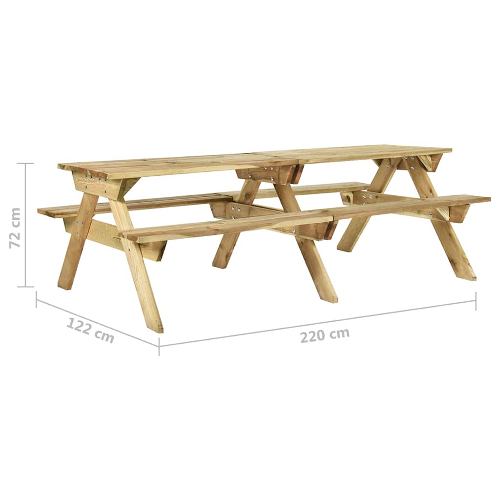 vidaXL Picnic table with benches 110x123x73 cm impregnated pinewood