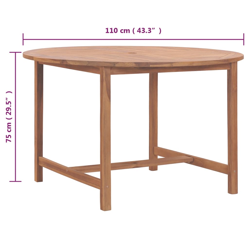 vidaXL Tuintafel Ø110x75 cm massief teakhout - Aashly
