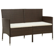 vidaXL Tuinbank 3-zits met kussen poly rattan bruin