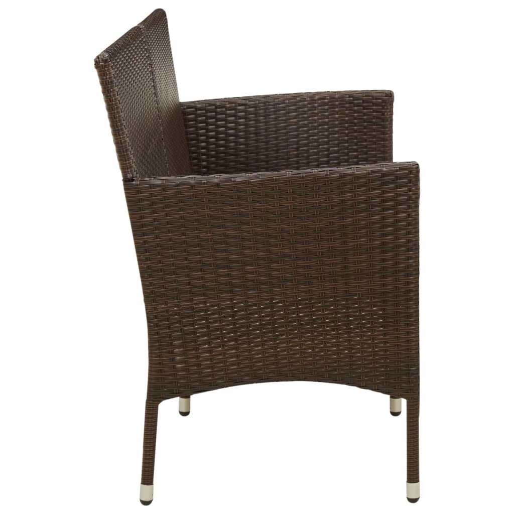 vidaXL Tuinbank 3-zits met kussen poly rattan bruin