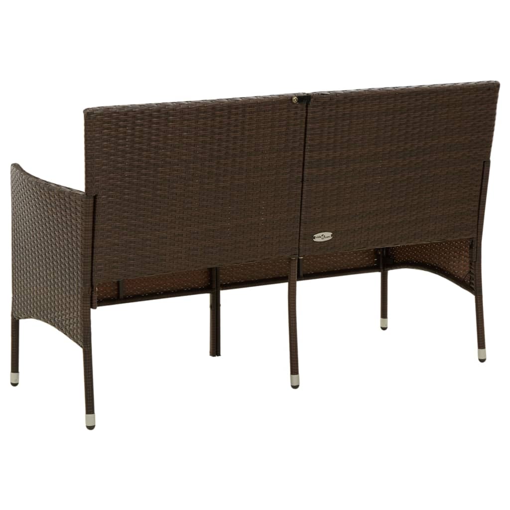 vidaXL Tuinbank 3-zits met kussen poly rattan bruin