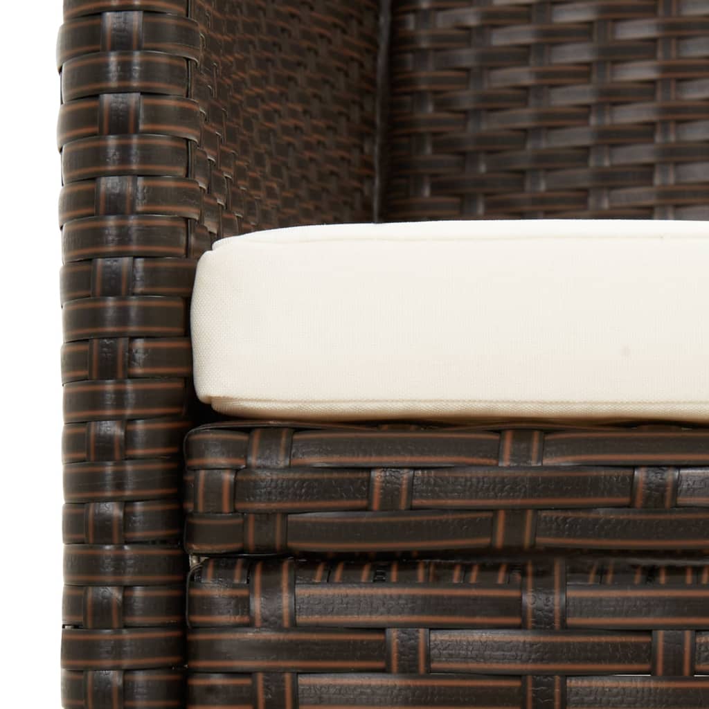 vidaXL Tuinbank 3-zits met kussen poly rattan bruin