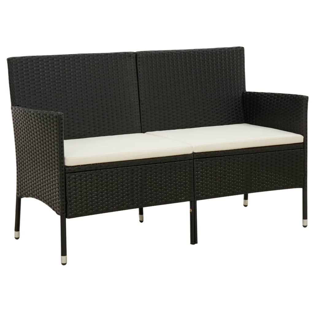 vidaXL Tuinbank 3-zits met kussen poly rattan bruin