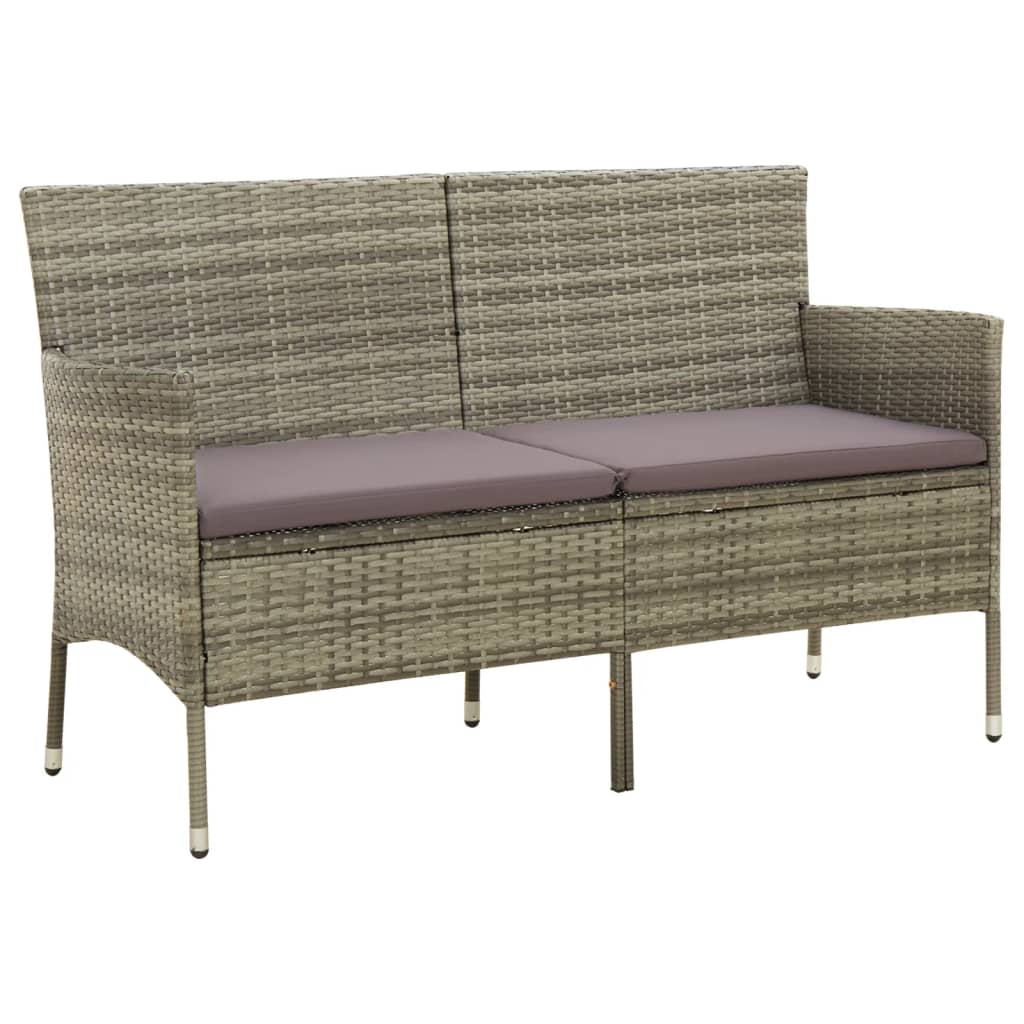 vidaXL Tuinbank 3-zits met kussen poly rattan bruin