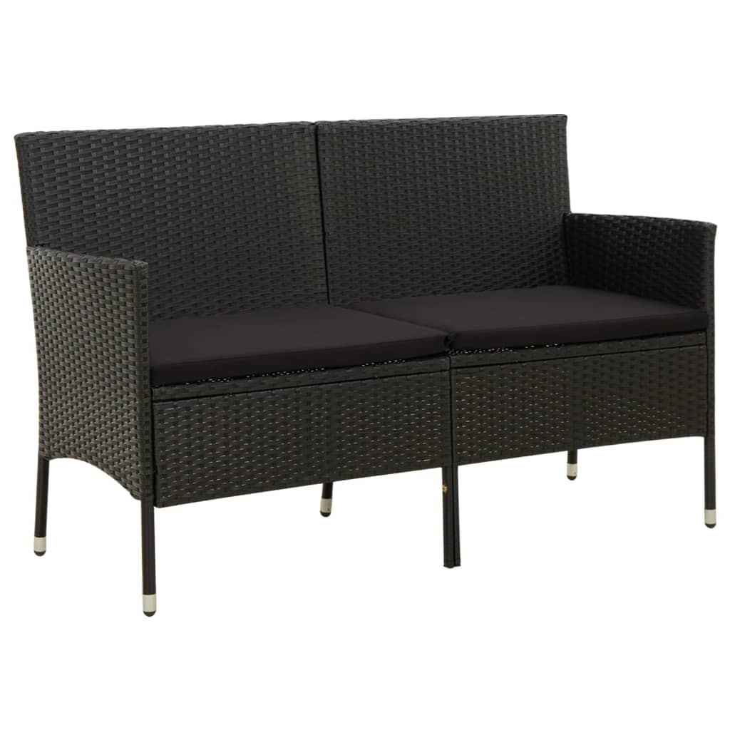 vidaXL Tuinbank 3-zits met kussen poly rattan bruin