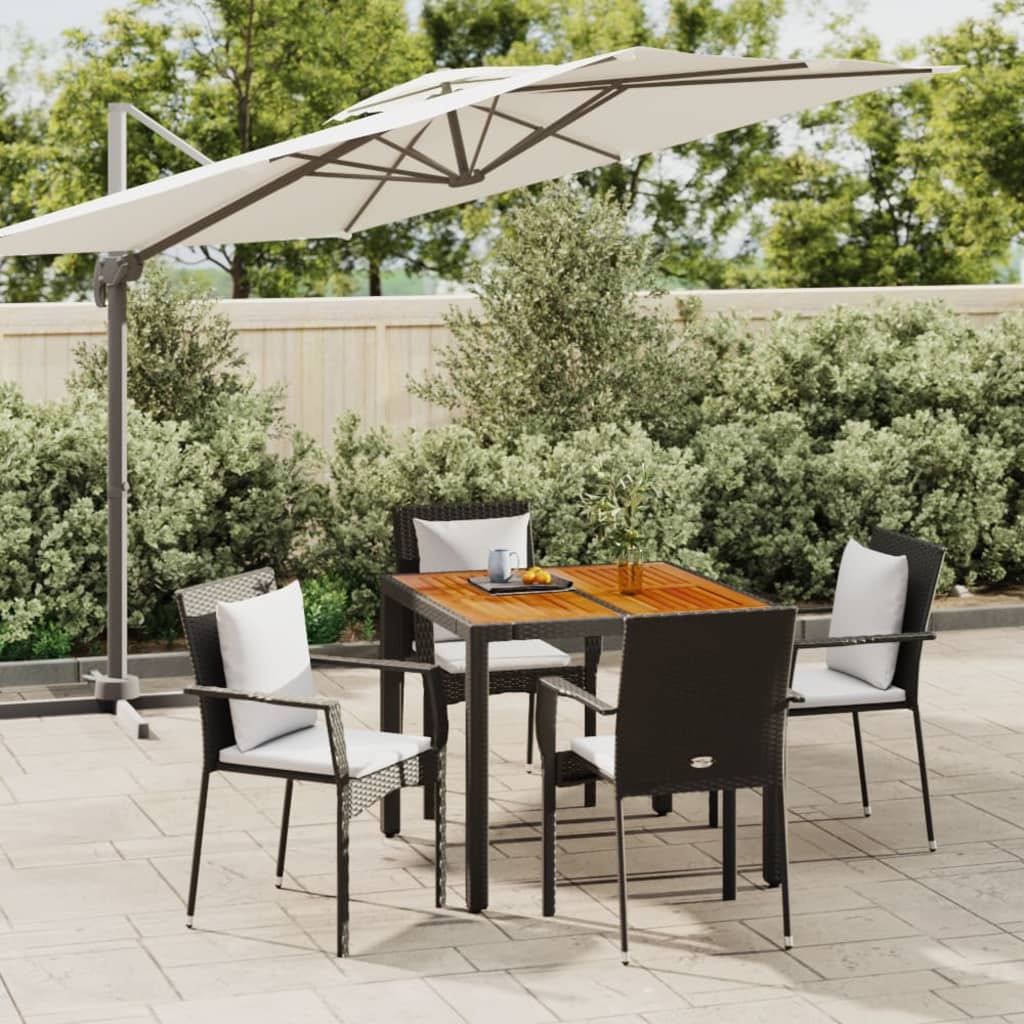 vidaXL 5-delige Tuinset met kussens poly rattan grijs