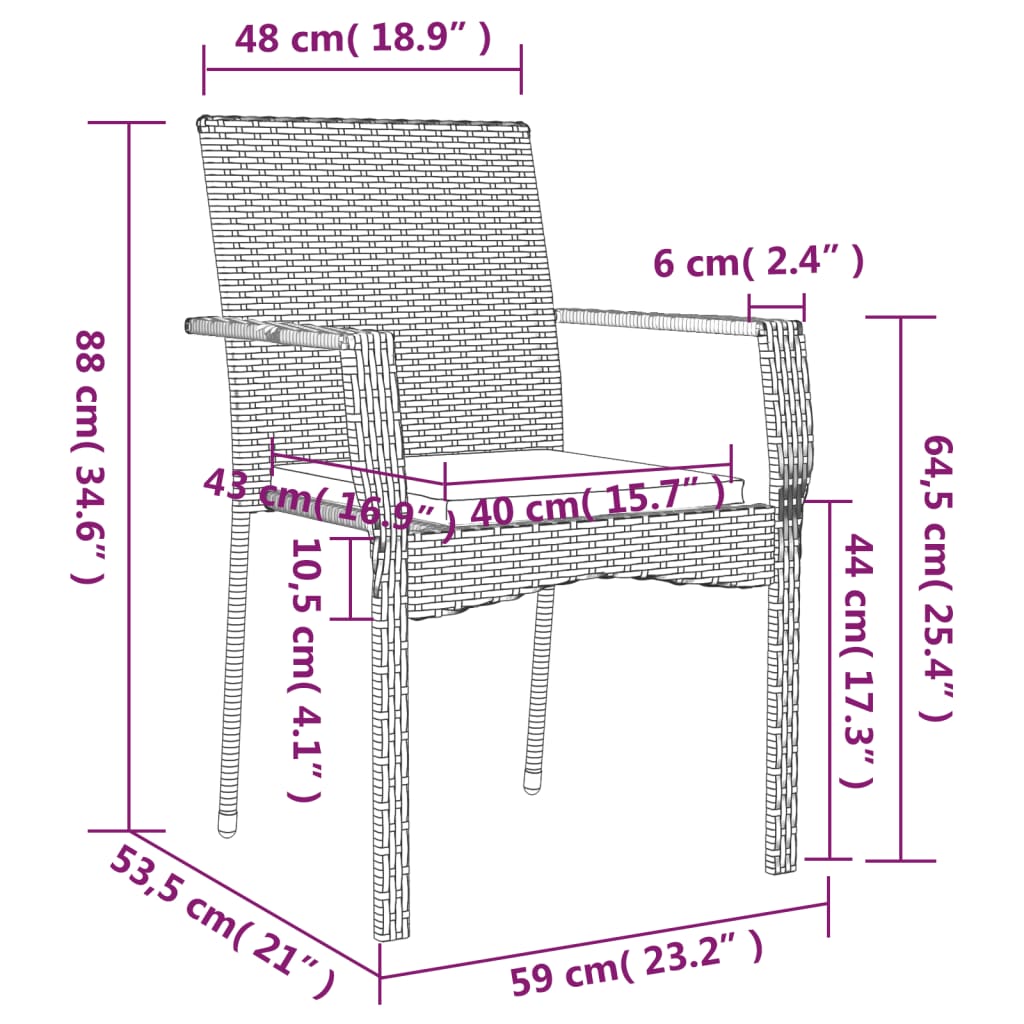 vidaXL 5-delige Tuinset met kussens poly rattan grijs