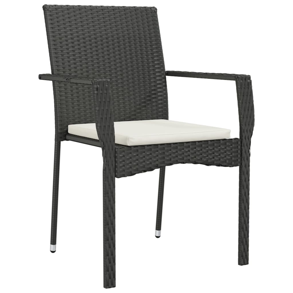vidaXL 5-delige Tuinset met kussens poly rattan grijs