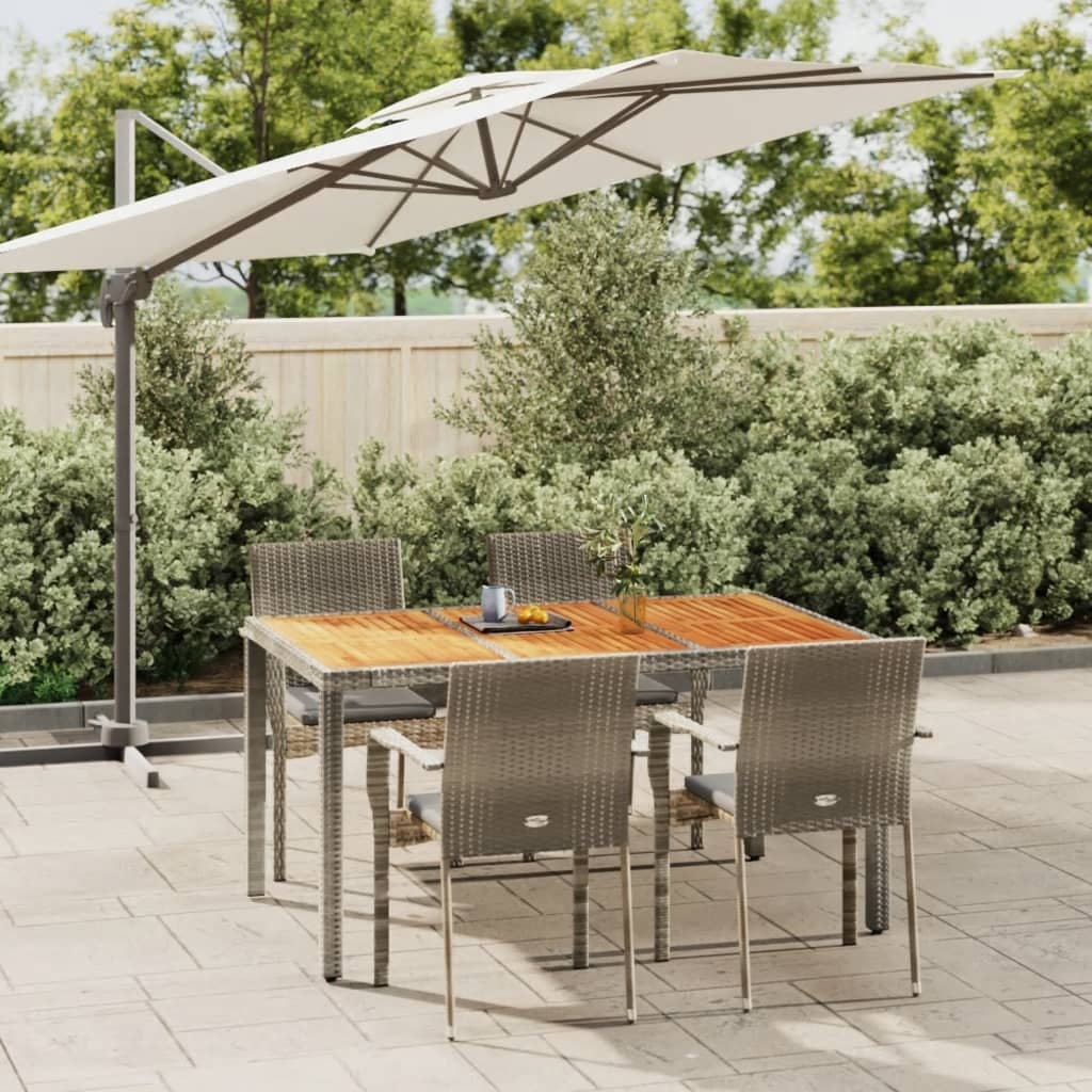 vidaXL 5-delige Tuinset met kussens poly rattan grijs