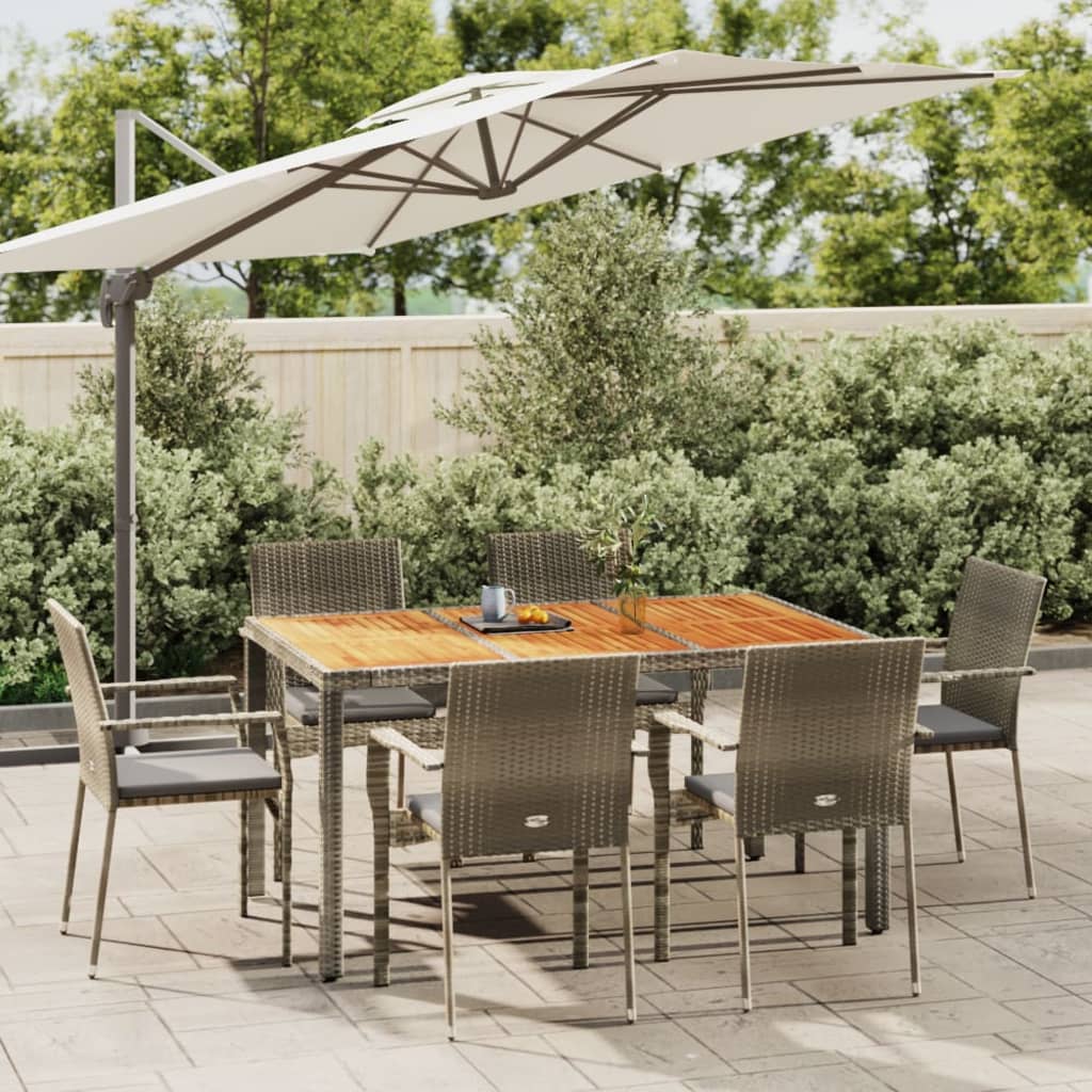 vidaXL 5-delige Tuinset met kussens poly rattan grijs